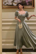 Classy A Line Sweetheart Blue Satin Prom Dresses Birthday Outfits Evening Gown