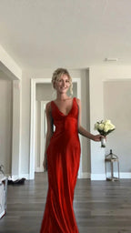 Classy A Line V Neckline Blue Satin Sleeveless Long Prom Dress