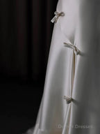 Classy Ball Gown Scoop Satin Ruffles Ivory Wedding Dresses Brides Dress