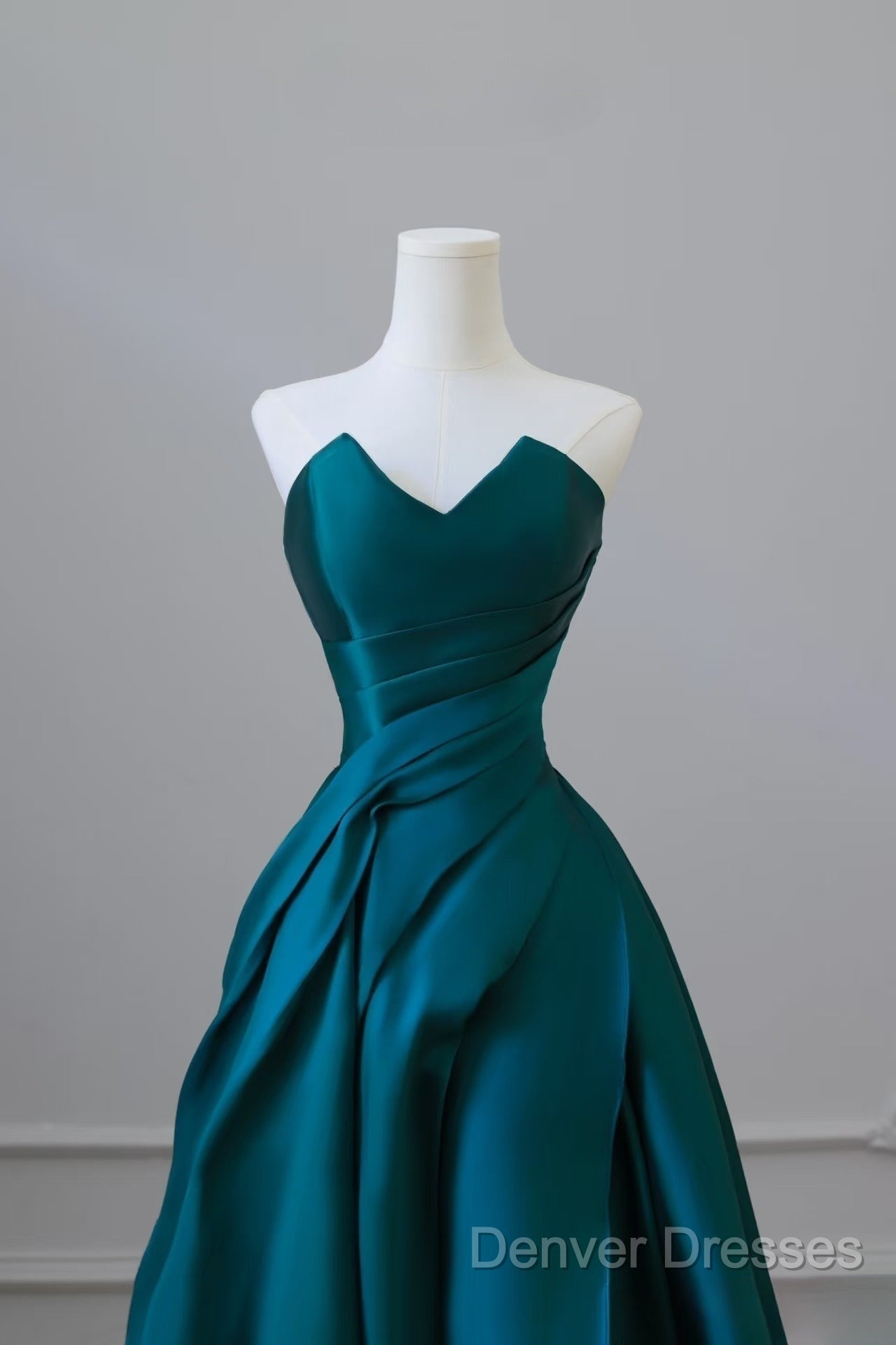 Classy Ball Gown Strapless Satin Ruffles Long Evening Dress Prom Dress