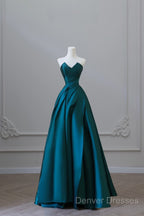 Classy Ball Gown Strapless Satin Ruffles Long Evening Dress Prom Dress