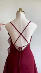 Classy Burgundy Chiffon Cocktail Dress Short Party Dress Homecoming Dress