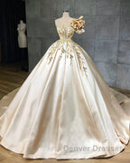 Classy Long A-Line Sweetheart Crystal Satin Ruffles Wedding Dress