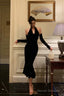 Classy Mermaid Halter Neckline Ruffles Black Velvet Prom Dresses Birthday Outfits Evening Gown