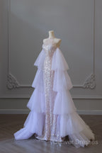 Classy Mermaid High Neckline Sequin Ruffles Long Evening Dress Prom Dress