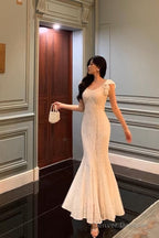 Classy Mermaid Jewel Sleeveless Ruffles Lace Prom Dresses Birthday Outfits