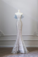 Classy Mermaid Off The Shoulder Neckline Sequin Ruffles Long Evening Dress Prom Dress