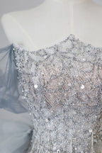 Classy Mermaid Off The Shoulder Neckline Sequin Ruffles Long Evening Dress Prom Dress