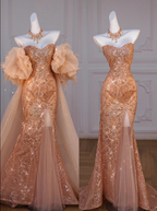 Classy Mermaid Off The Shoulder Slit Sequin Long Party Dress Prom Dress