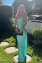 Classy Mermaid Off The Shoulder Yellow Satin Long Evening Dress Prom Dress