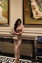 Classy Mermaid Spaghetti Straps Floral Prom Dresses Birthday Outfits Evening Gown