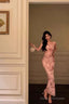 Classy Mermaid Spaghetti Straps Pink Flora Prom Dresses Birthday Outfits Evening Gown