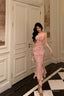 Classy Mermaid Spaghetti Straps Pink Prom Dresses Birthday Outfits Evening Gown