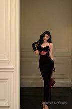 Classy Mermaid Spaghetti Straps Sleeveless Burgundy Velvet Prom Dresses Birthday Outfits