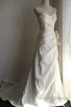 Classy Mermaid Spaghetti Straps White Satin Long Wedding Dress Bridal Dress