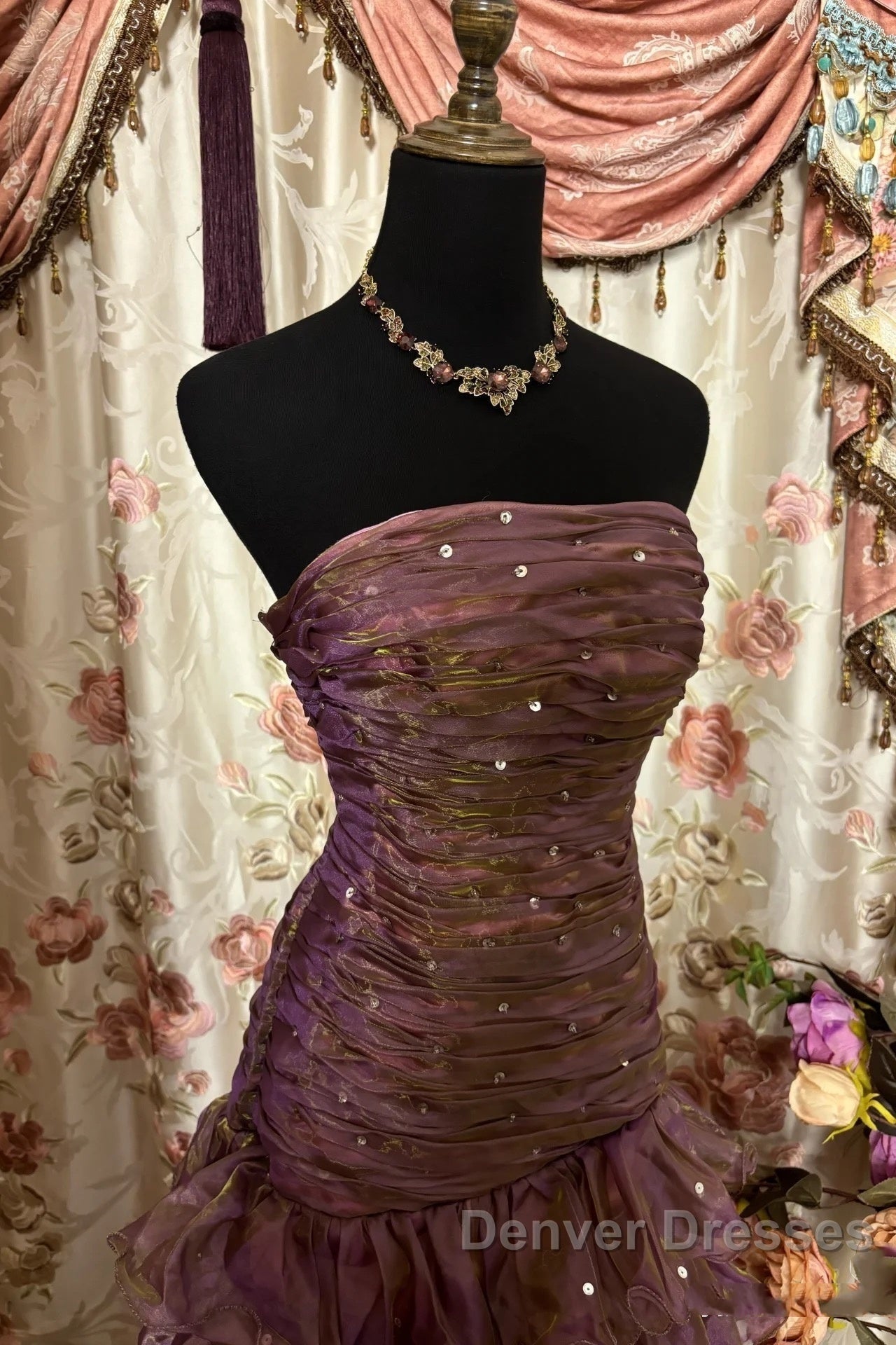 Classy Mermaid Strapless Ruffles Long Evening Dress Prom Dress Secondary image