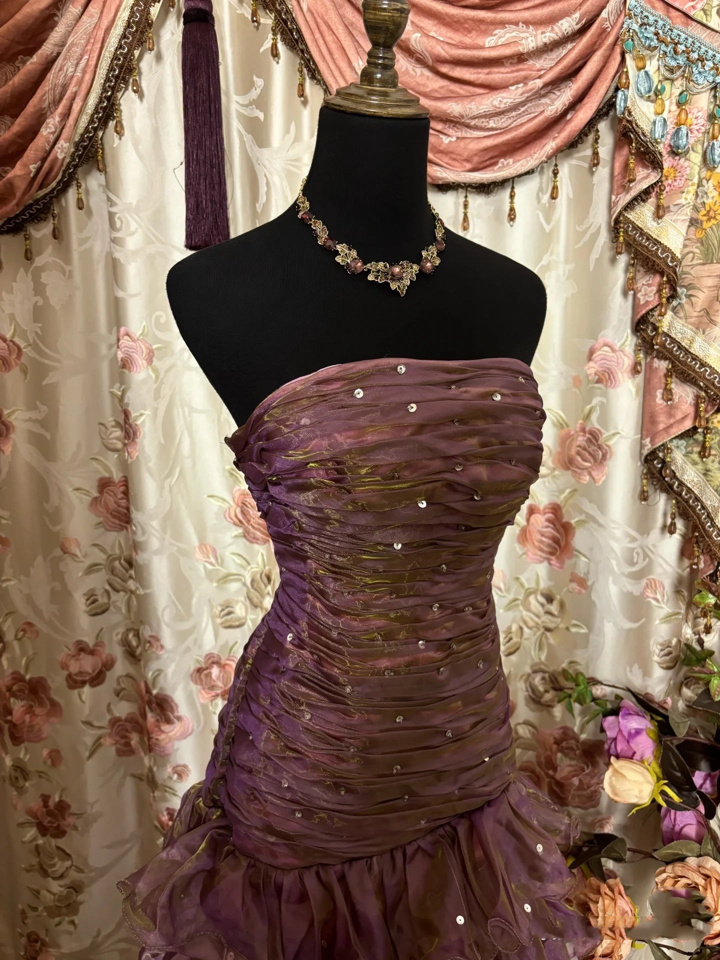 Classy Mermaid Strapless Ruffles Long Evening Dress Prom Dress Secondary image