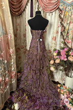 Classy Mermaid Strapless Ruffles Long Evening Dress Prom Dress