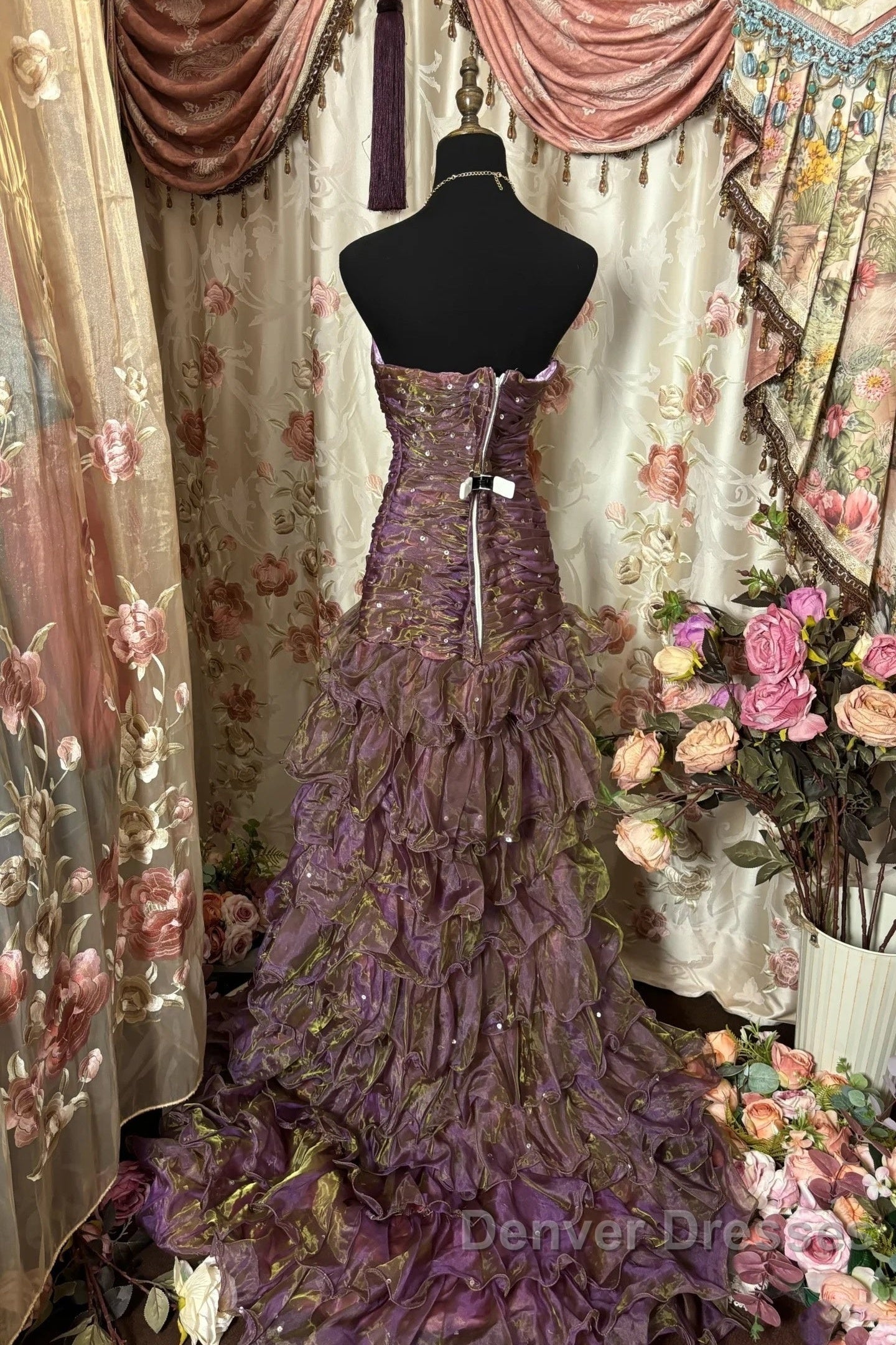 Classy Mermaid Strapless Ruffles Long Evening Dress Prom Dress