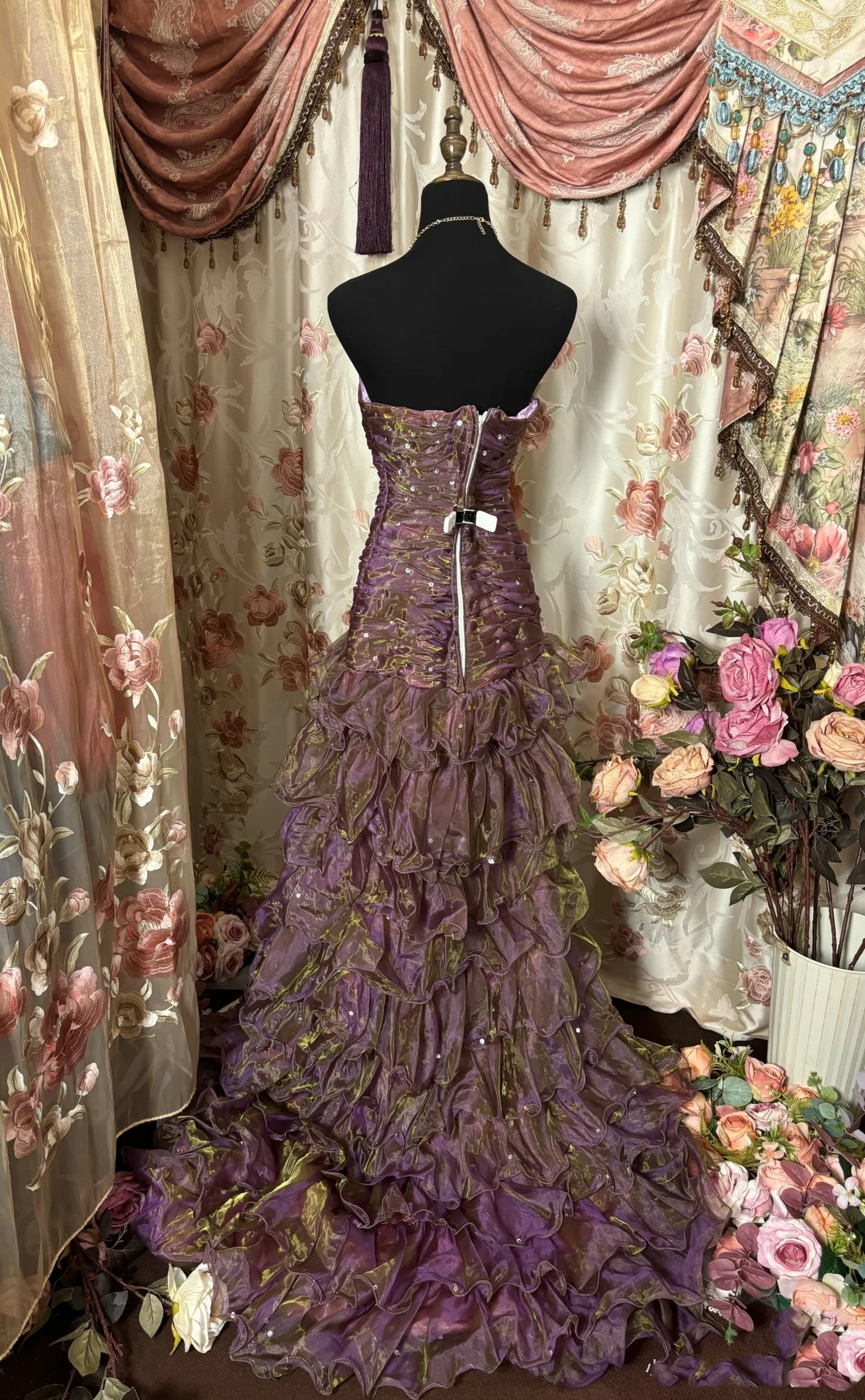 Classy Mermaid Strapless Ruffles Long Evening Dress Prom Dress