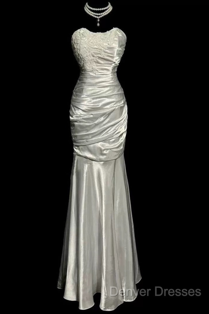 Classy Mermaid Sweetheart Lace Ivory Long Evening Gowns Prom Dress