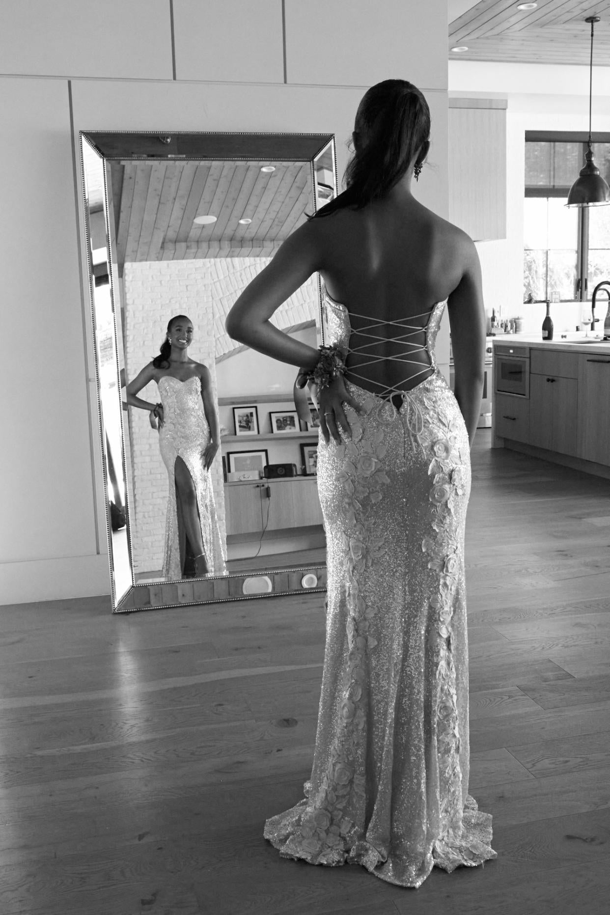 Classy Mermaid Sweetheart Lilac Sequin Slit Long Evening Dress Prom Dress
