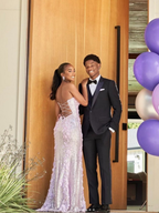 Classy Mermaid Sweetheart Lilac Sequin Slit Long Evening Dress Prom Dress