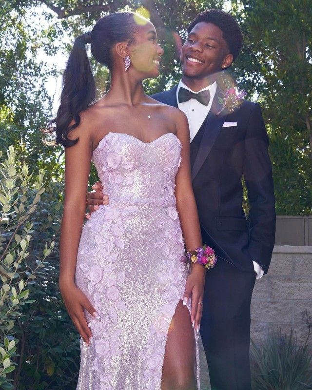Classy Mermaid Sweetheart Lilac Sequin Slit Long Evening Dress Prom Dress Main image