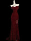 Classy Mermaid Sweetheart Red Slit Sequin Long Evening Gowns Prom Dress