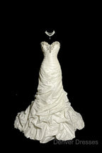 Classy Mermaid Sweetheart Taffeta Ivory Long Wedding Dress Bridal Dress