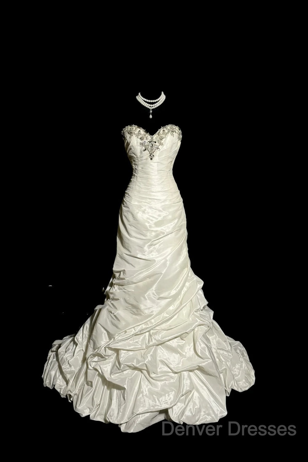 Classy Mermaid Sweetheart Taffeta Ivory Long Wedding Dress Bridal Dress