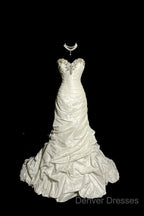 Classy Mermaid Sweetheart Taffeta Ivory Long Wedding Dress Bridal Dress