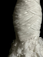Classy Mermaid Sweetheart Tulle Ivory Long Wedding Dress Bridal Dress