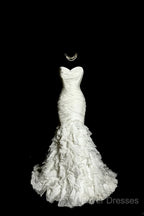 Classy Mermaid Sweetheart Tulle Ivory Long Wedding Dress Bridal Dress