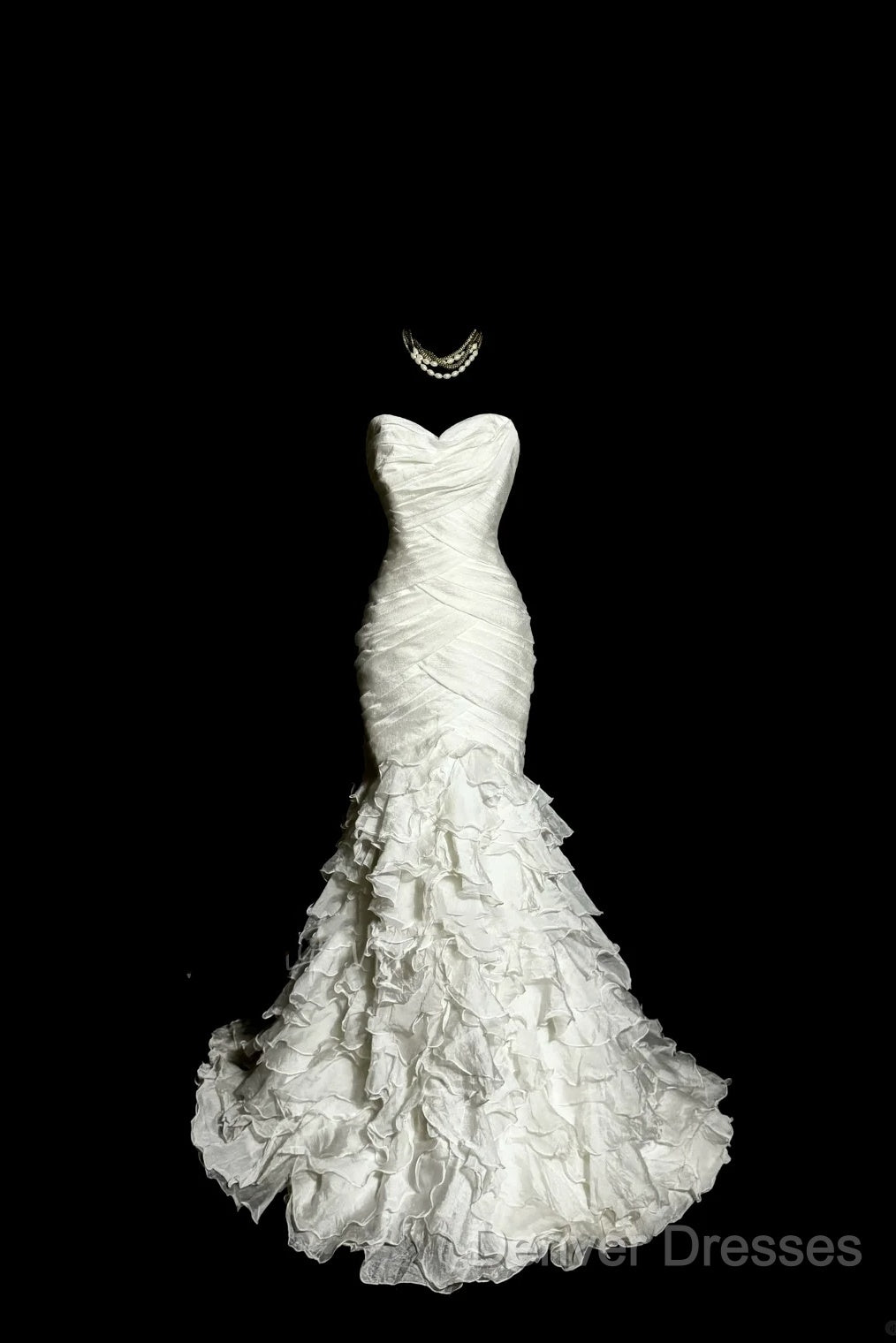 Classy Mermaid Sweetheart Tulle Ivory Long Wedding Dress Bridal Dress