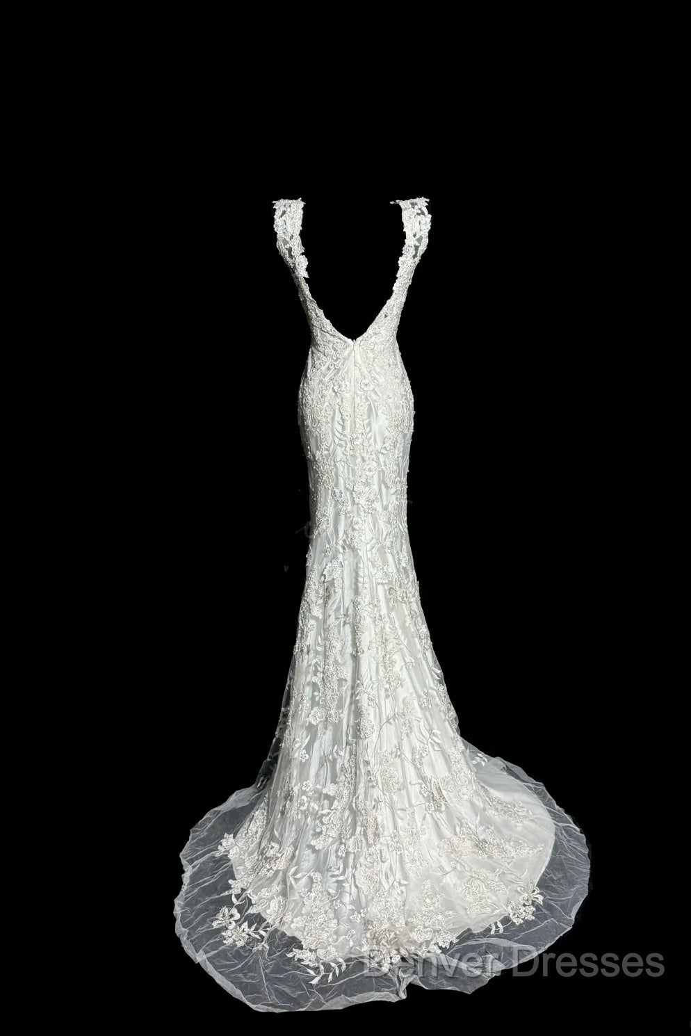 Classy Mermaid V Neckline Lace Ivory Long Wedding Dress Bridal Dress Secondary image