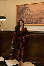 Classy Mermaid V Neckline Long Sleeves Black Velvet Pink Butterfly Prom Dresses Birthday Outfits