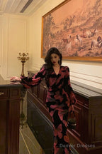 Classy Mermaid V Neckline Long Sleeves Black Velvet Pink Butterfly Prom Dresses Birthday Outfits