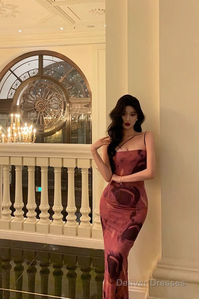 Classy Sheath Floral Pink Prom Dresses Birthday Outfits Evening Gown