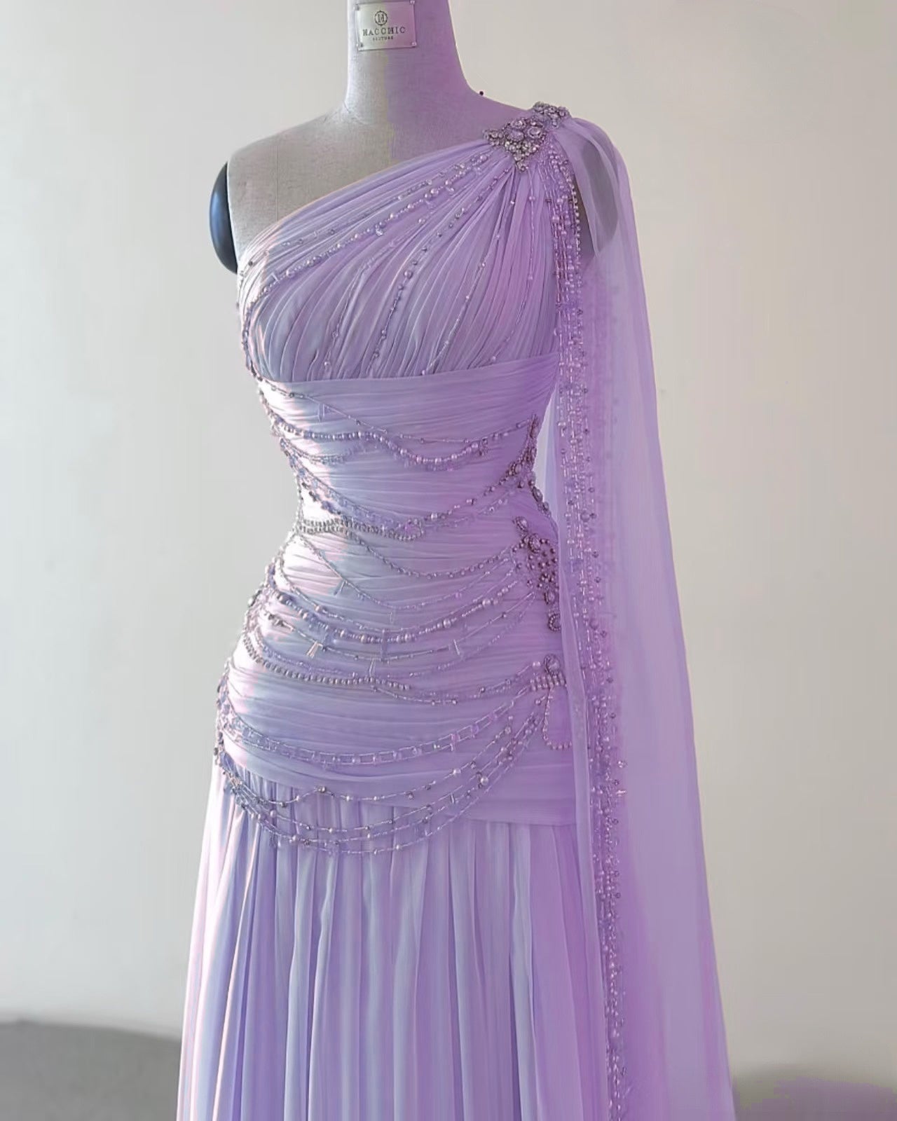 Classy Sheath One Shoulder Pink Long Chiffon Evening Gown Prom Dress
