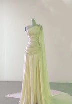 Classy Sheath One Shoulder Pink Long Chiffon Evening Gown Prom Dress