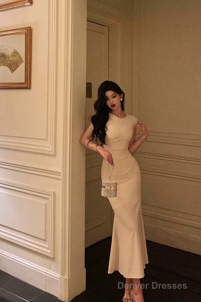 Classy Sheath Scoop Neckline Ivory Prom Dresses Birthday Outfits Evening Gown Secondary image