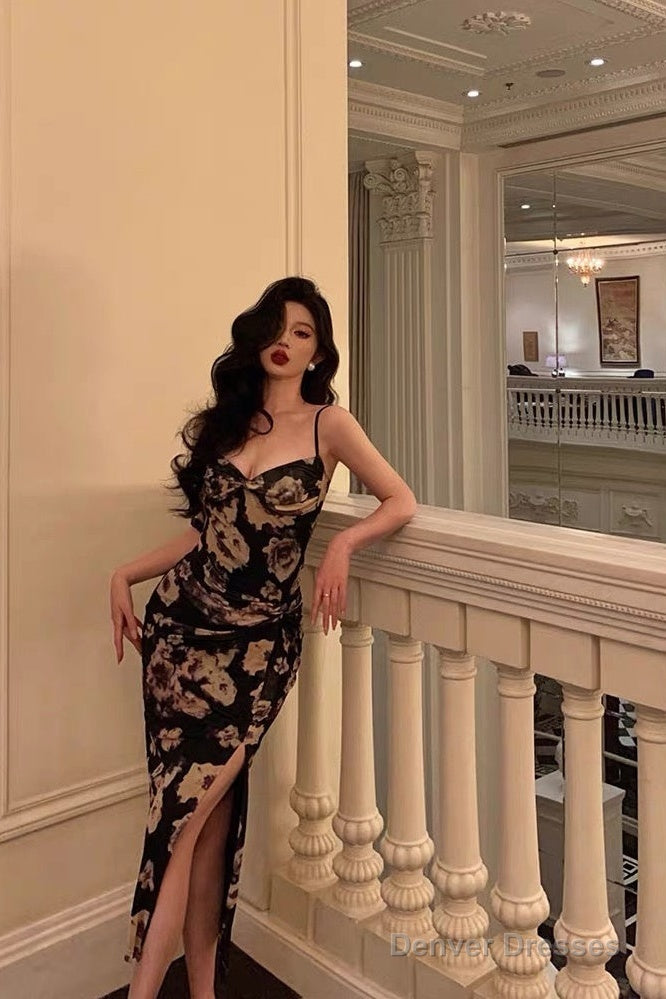 Classy Sheath Spaghetti Straps Floral Prom Dresses Birthday Outfits Secondary image