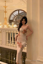 Classy Sheath Spaghetti Straps Pink Floral Prom Dresses Birthday Outfits Evening Gown