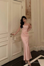 Classy Sheath Spaghetti Straps Pink Satin Prom Dresses Birthday Outfits Evening Gown