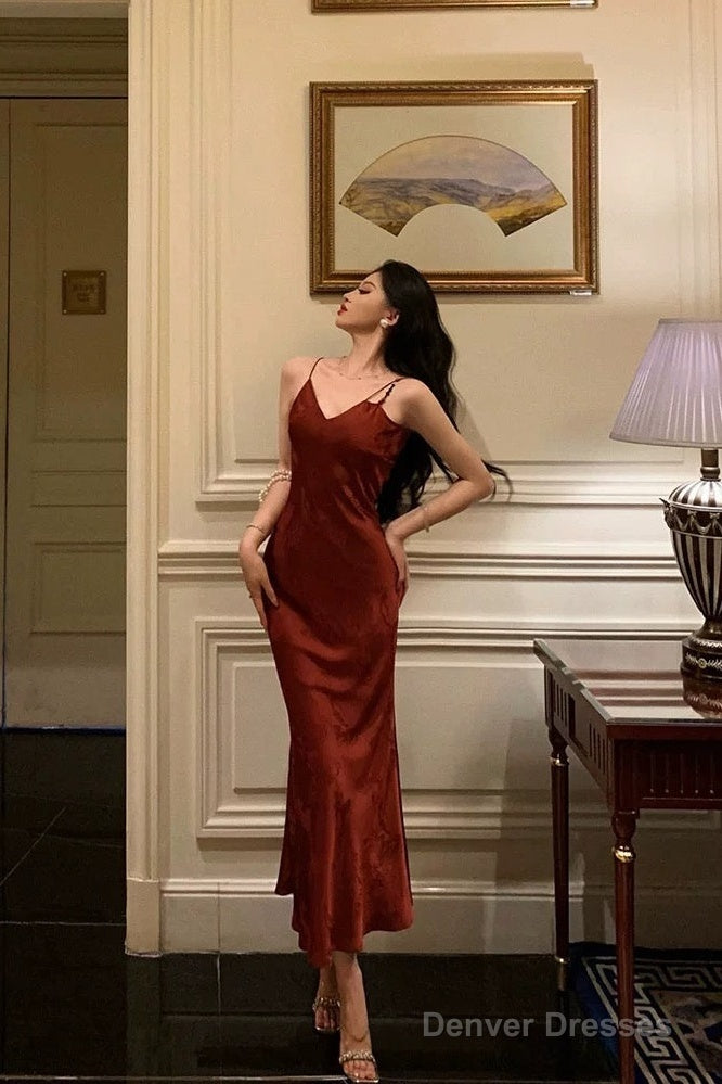 Classy Sheath Spaghetti Straps Red Lace Prom Dresses Birthday Outfits Evening Gown Secondary image