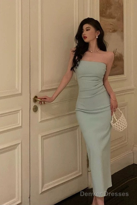 Classy Sheath Strapless Sleeveless Mint Green Prom Dresses Birthday Outfits Secondary image