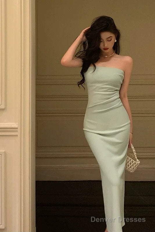 Classy Sheath Strapless Sleeveless Mint Green Prom Dresses Birthday Outfits