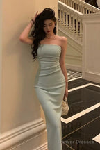 Classy Sheath Strapless Sleeveless Mint Green Prom Dresses Birthday Outfits