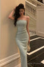 Classy Sheath Strapless Sleeveless Mint Green Prom Dresses Birthday Outfits